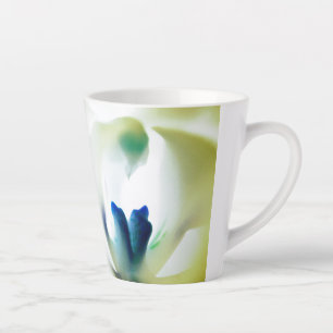Caneca De Café Latte Design De Orquídea Impressão Azul E Amarelo Suave