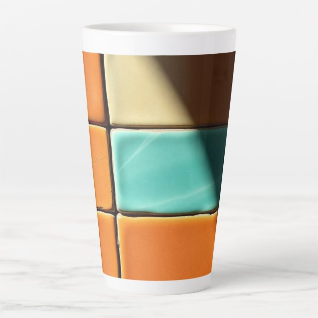 Caneca De Café Latte Design de Padrão de Azulejo Geométrico Moderno (Frente)