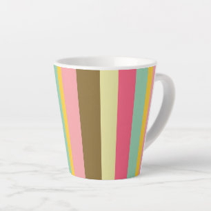 Caneca De Café Latte Design de Paleta de Cores Listradas de Verão