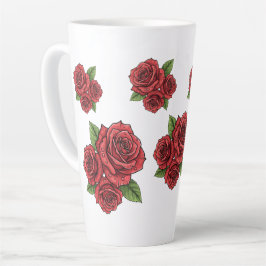 Caneca De Café Latte Design de Rosa elegante
