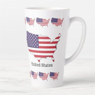 Caneca De Café Latte Design de Souvenir da Bandeira e Mapa dos EUA