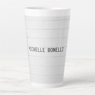 Caneca De Café Latte Design de Tijolos de cinza de Parede de simples mo