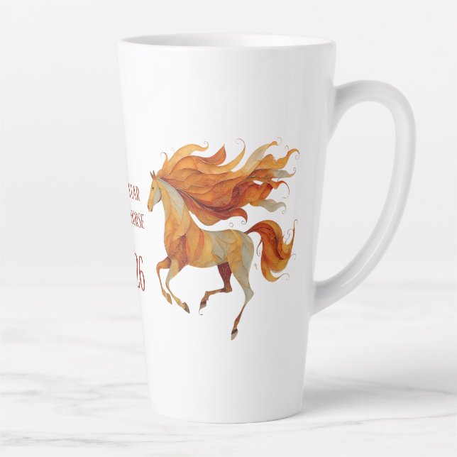 Caneca De Café Latte Design Feliz Ano do Cavalo 2026 (Direita)