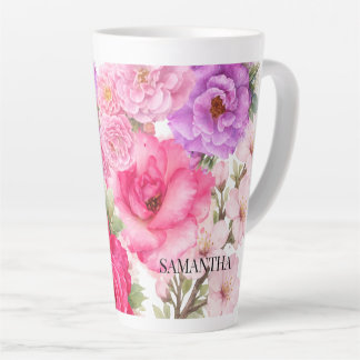 Caneca De Café Latte Design Floral Personalizado