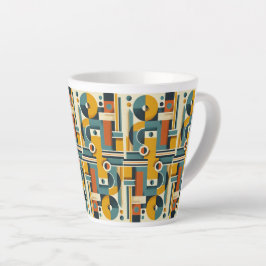 Caneca De Café Latte Design Geométrico Clássico, 11 oz