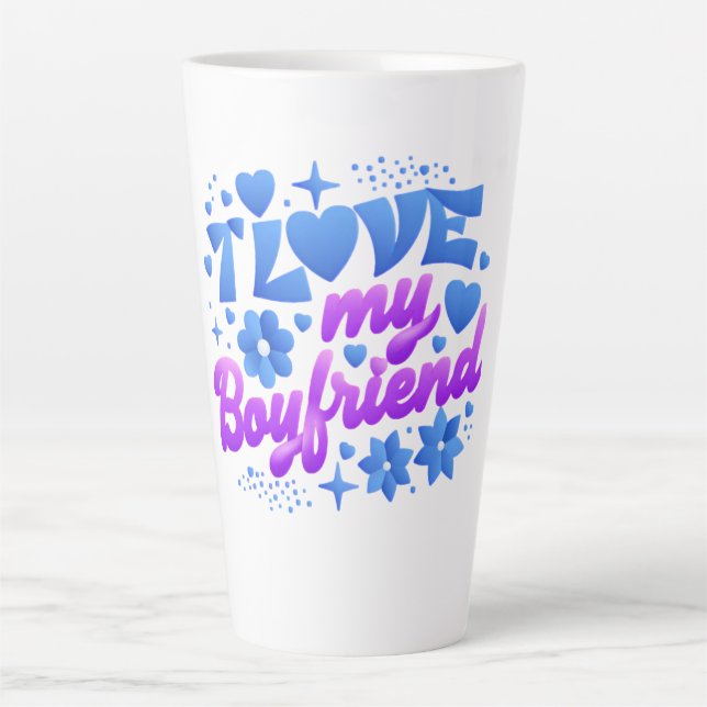 Caneca De Café Latte Design-I love my boyfriend (Frente)