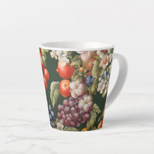Caneca De Café Latte Design italiano elegante com Frutas e flores