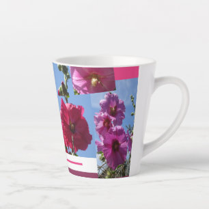 Caneca De Café Latte Design Latte Mug de de Hollyhocks Rosa