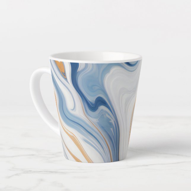 Caneca De Café Latte Design Marinho Marble (Ângulo esquerdo)
