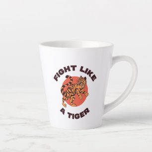 Caneca De Café Latte Design Motivacional Lutar Como um Tigre