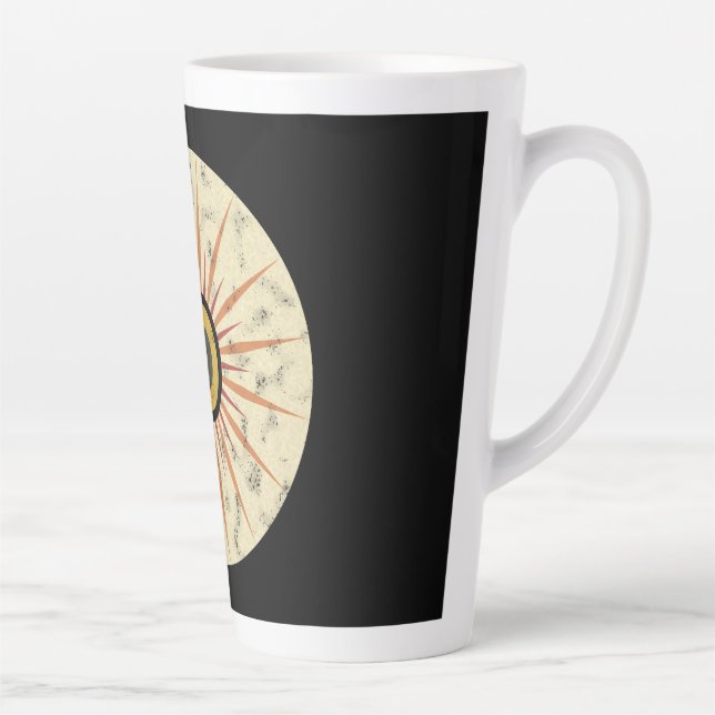 Caneca De Café Latte Design Retro Boho de Explosão Solar (Direita)
