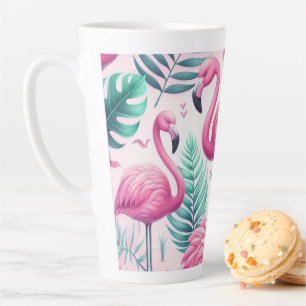 Caneca De Café Latte Design tropical Flamingo rosa