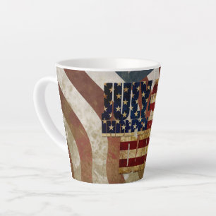 Caneca De Café Latte Design Vintage Dia da Independência 4 de Julho