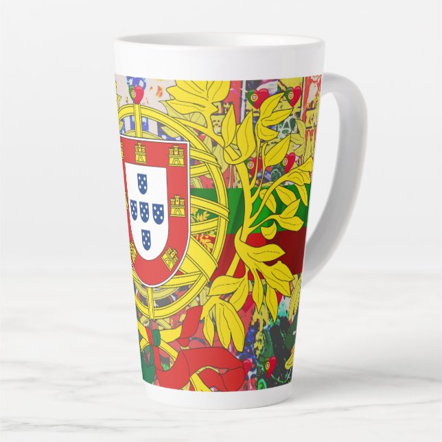 Caneca De Café Latte Designs portuguesas (Ângulo direito)