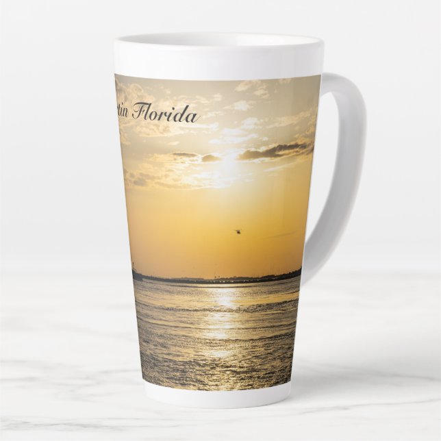 Caneca De Café Latte Destin Sunset And Helicopters Latte Mug (Ângulo direito)
