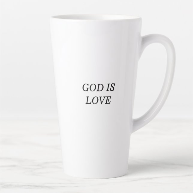 Caneca De Café Latte DEUS ADORA Christian Faith Cotação Latte Mug (Direita)