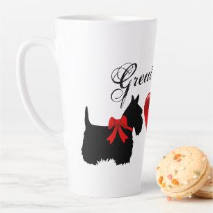 Caneca De Café Latte "Deus do céu !",Terrier Escocês/coração de amor ve