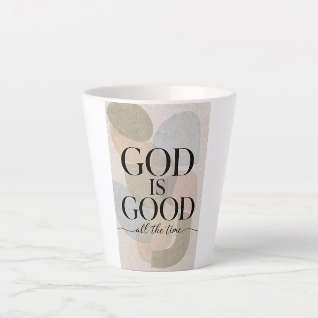 Caneca De Café Latte DEUS É BOM | Cristão (Frente)