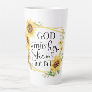 Caneca De Café Latte Deus está dentro dela - Salmo 46:5 Cristão Sunflow