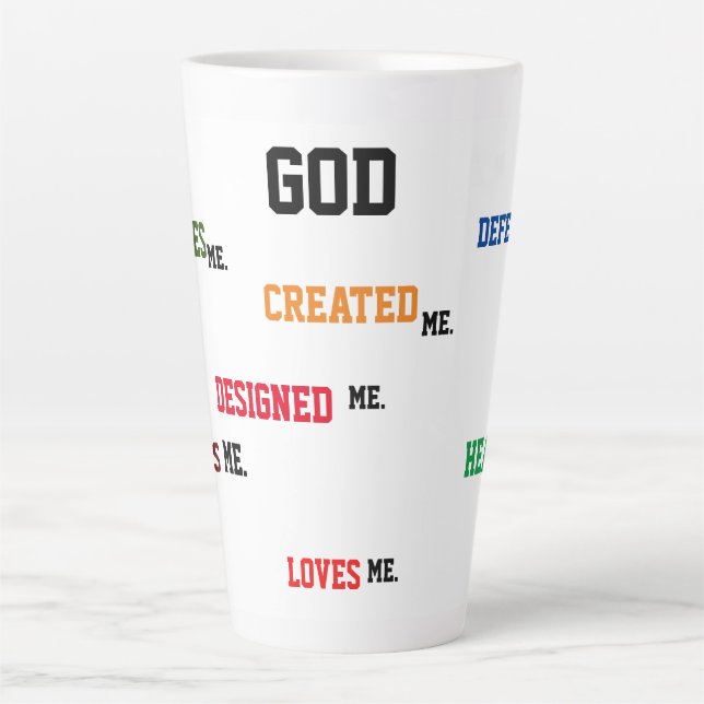 Caneca De Café Latte "DEUS ME CONCEBEU" Latte Mug (Frente)