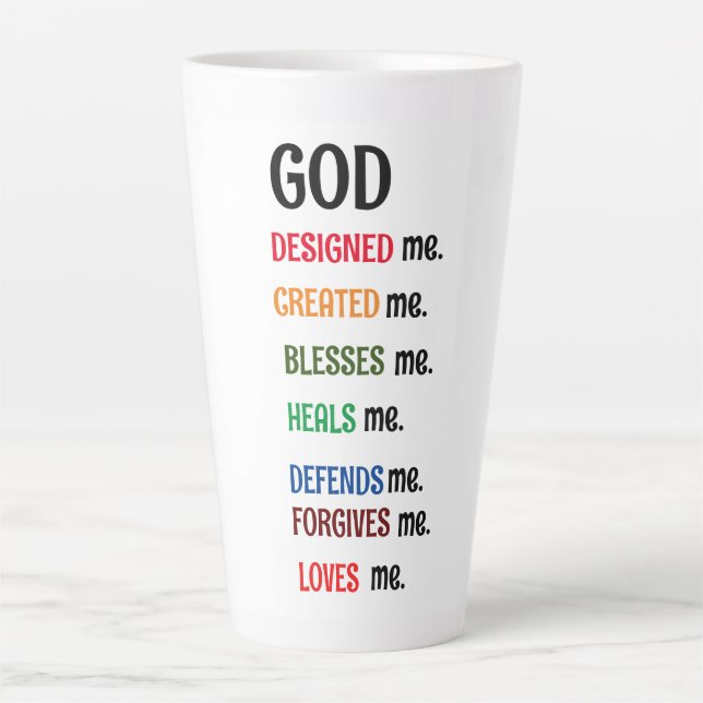 Caneca De Café Latte "DEUS ME CONCEBEU" Latte Mug (Frente)