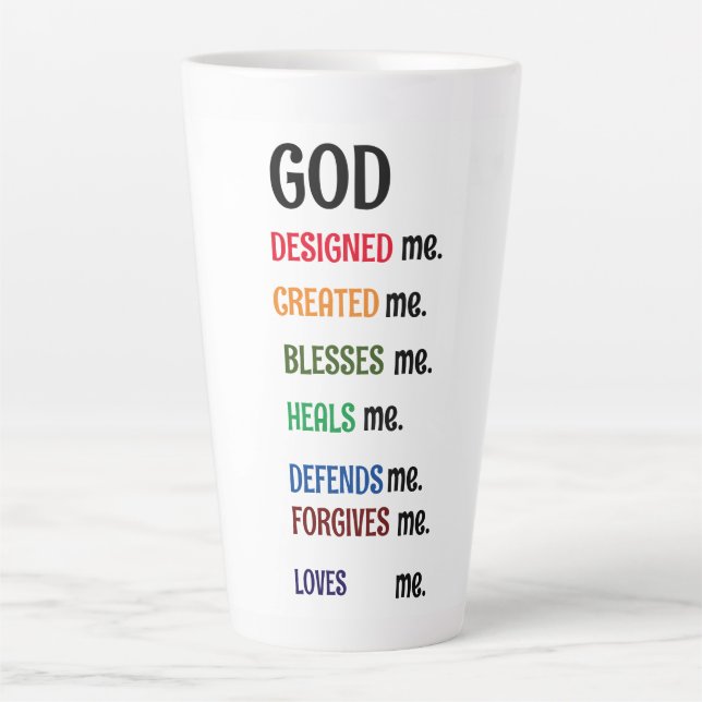 Caneca De Café Latte "DEUS ME DESIGNOU" Coleção Latino (Frente)