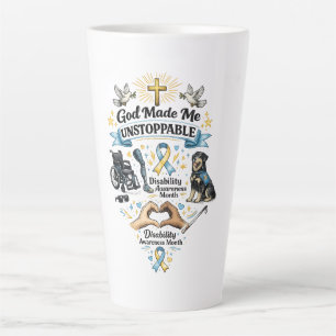 Caneca De Café Latte Deus Me Fez Imparável – Dia da Consciência sobre D