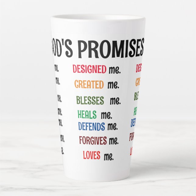 Caneca De Café Latte Deus me projetou E prometeu coleção. (Frente)