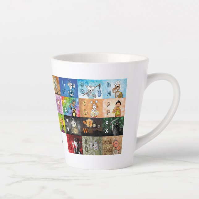 Caneca De Café Latte Deutsches Fingeralphabet (Direita)
