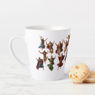 Caneca De Café Latte Dez Lordes Saltando O Vetor Dos Dez Mandamentos 
