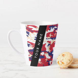 Caneca De Café Latte Dia da Independência Camuflagem Seu nome Personali