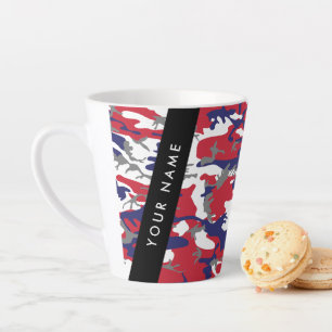 Caneca De Café Latte Dia da Independência Camuflagem Seu nome Personali