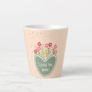 Caneca De Café Latte Dia das Mães, Flores no amor, Elegante, Simples
