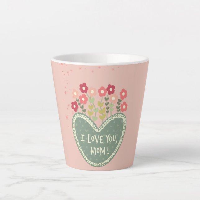 Caneca De Café Latte Dia das Mães, Flores no amor, Elegante, Simples  (Frente)