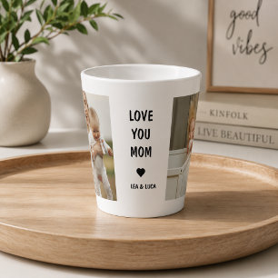 Caneca De Café Latte Dia das Mães Personalizado Moderno – Amo Você Mamã