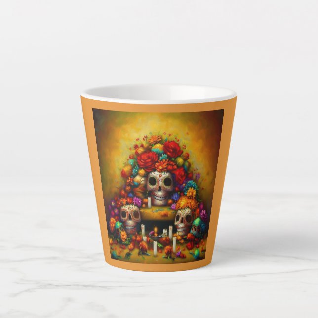 Caneca De Café Latte Dia das Tarefas Mortas 1 (Frente)