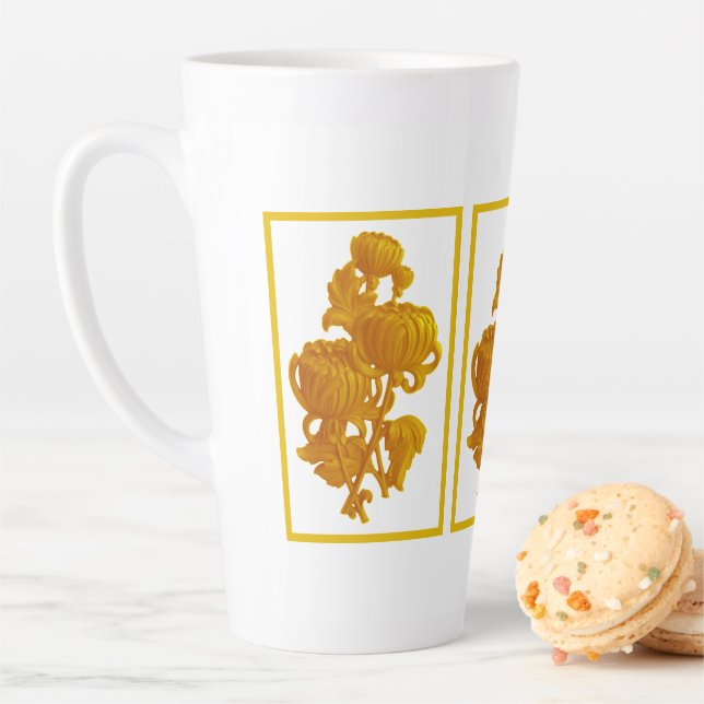 Caneca De Café Latte Dia de as mães de crisântemo amarelo (In Situ)