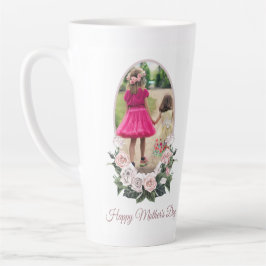 Caneca De Café Latte Dia de as mães de Fotografia Floral