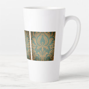 Caneca De Café Latte Dia de as mães do Damask Elegante