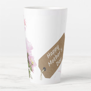 Caneca De Café Latte Dia de as mães Feliz Café Floral Mug