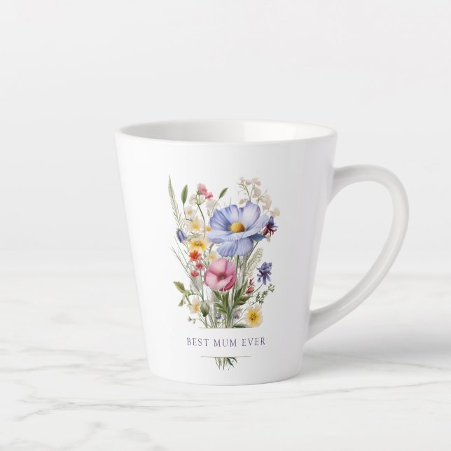 Caneca De Café Latte Dia de as mães Inglês Buquê de melhor Mãe (Direita)