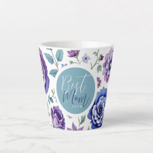 Caneca De Café Latte Dia de as mães Melhor Mãe Alguma Vez Floral