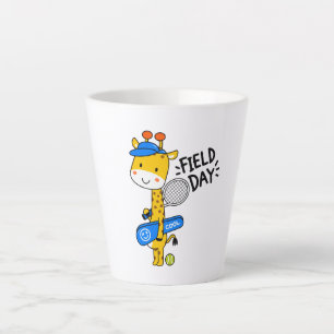 Caneca De Café Latte Dia de Campo de Tênis da Girafa Fofa – Personagem 
