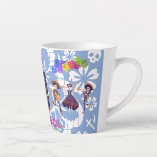 Caneca De Café Latte Dia De Los Muertos Banda Mug (azul)