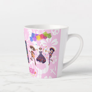 Caneca De Café Latte Dia De Los Muertos Banda Mug (rosa)