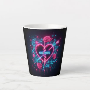 Caneca De Café Latte Dia de os namorados Ama Machuca Neon Heart