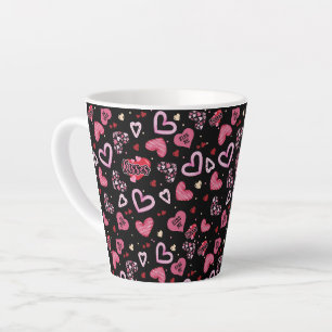 Caneca De Café Latte Dia de os namorados de padrões de coração cor-d