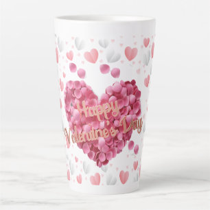Caneca De Café Latte Dia de os namorados Elegante de Corações Rosa