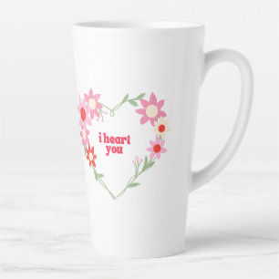Caneca De Café Latte Dia de os namorados floral bonito