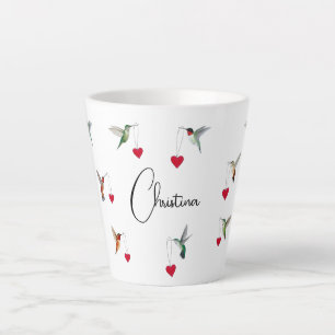Caneca De Café Latte Dia de os namorados Personalizado de Hummingbird